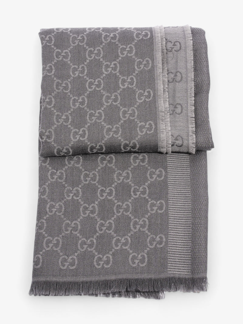  GG Logo Scarf Grey Wool 70 x 195cm