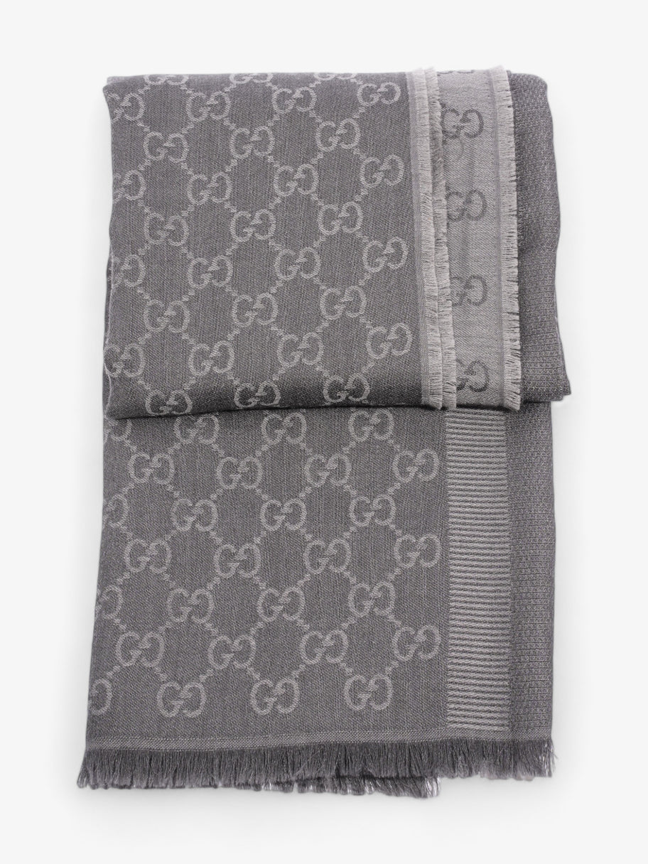 Gucci GG Logo Scarf Grey Wool 70 x 195cm Image 2