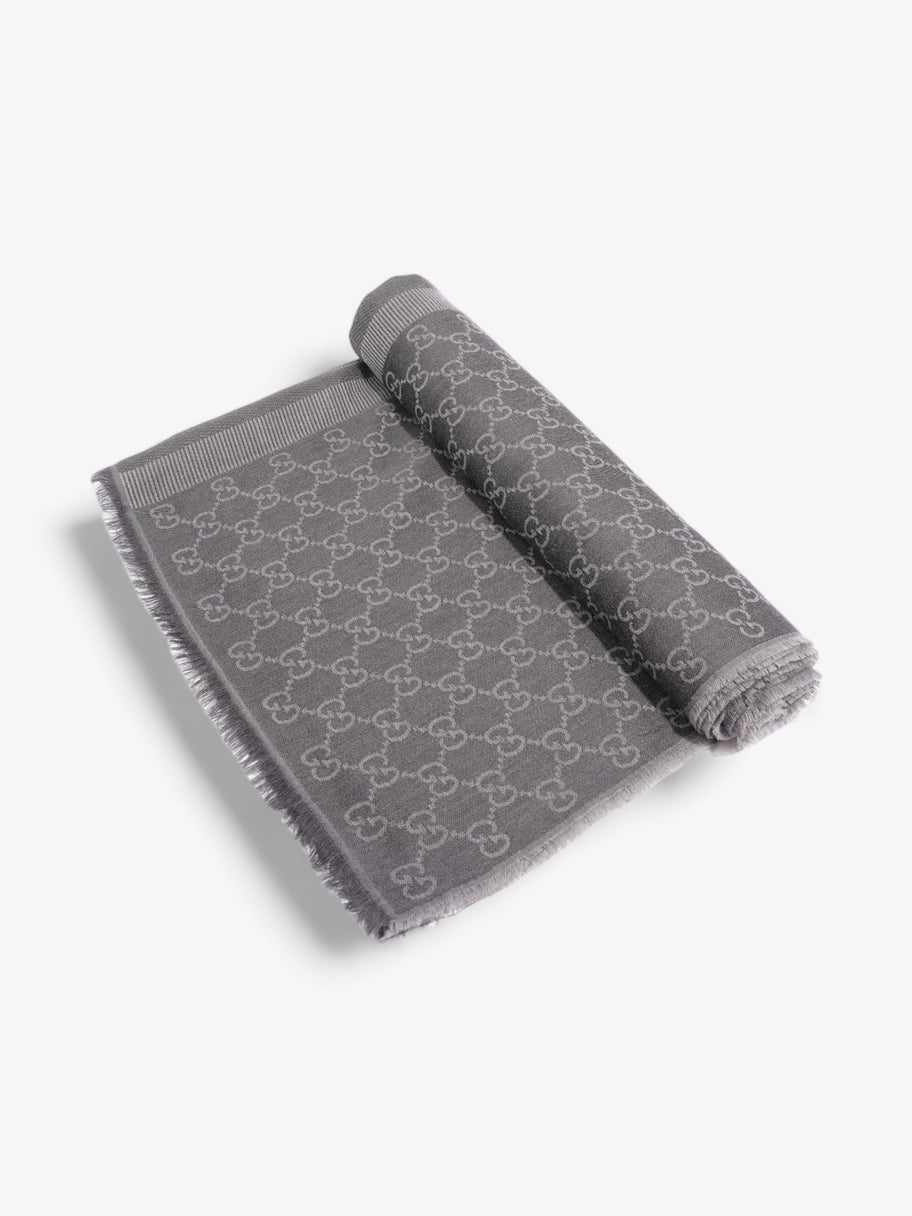 Gucci GG Logo Scarf Grey Wool 70 x 195cm Image 5