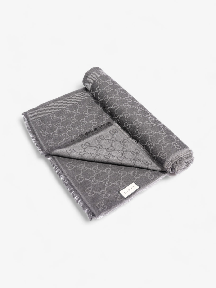 Gucci GG Logo Scarf Grey Wool 70 x 195cm Image 6