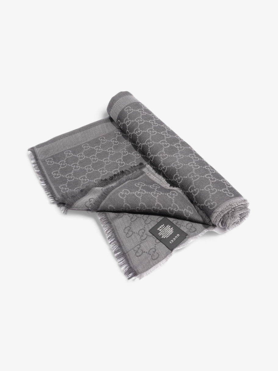 Gucci GG Logo Scarf Grey Wool 70 x 195cm Image 7