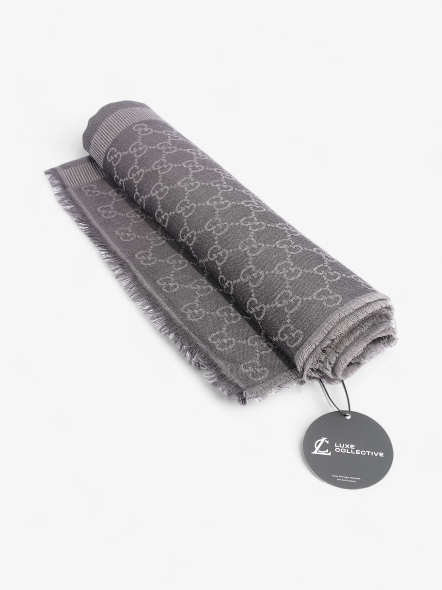 Gucci GG Logo Scarf Grey Wool 70 x 195cm Image 9