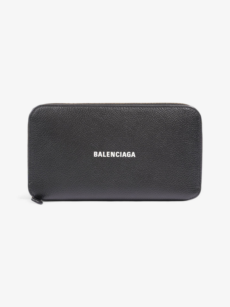  Balenciaga Rectangular Logo Print Wallet Black / White Leather