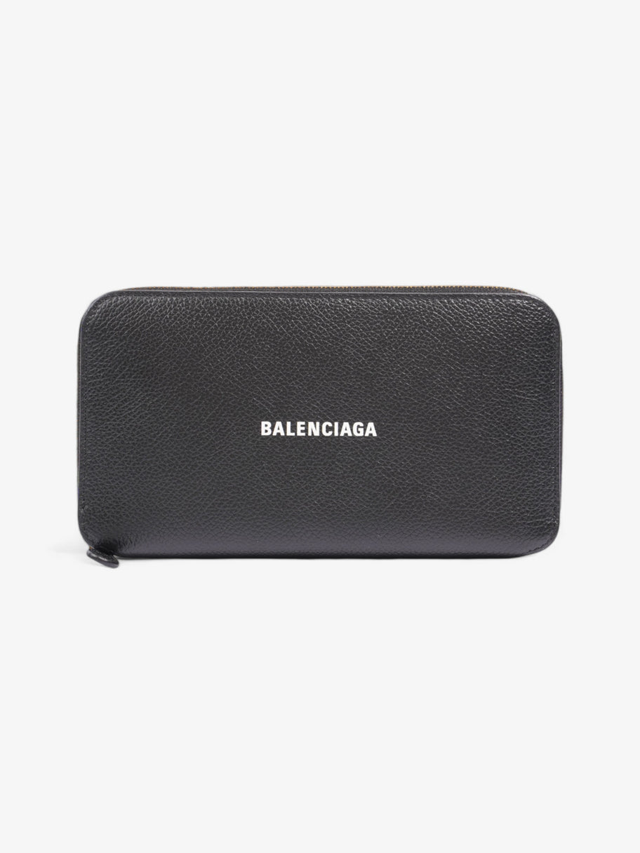 Balenciaga Rectangular Logo Print Wallet Black / White Leather Image 1