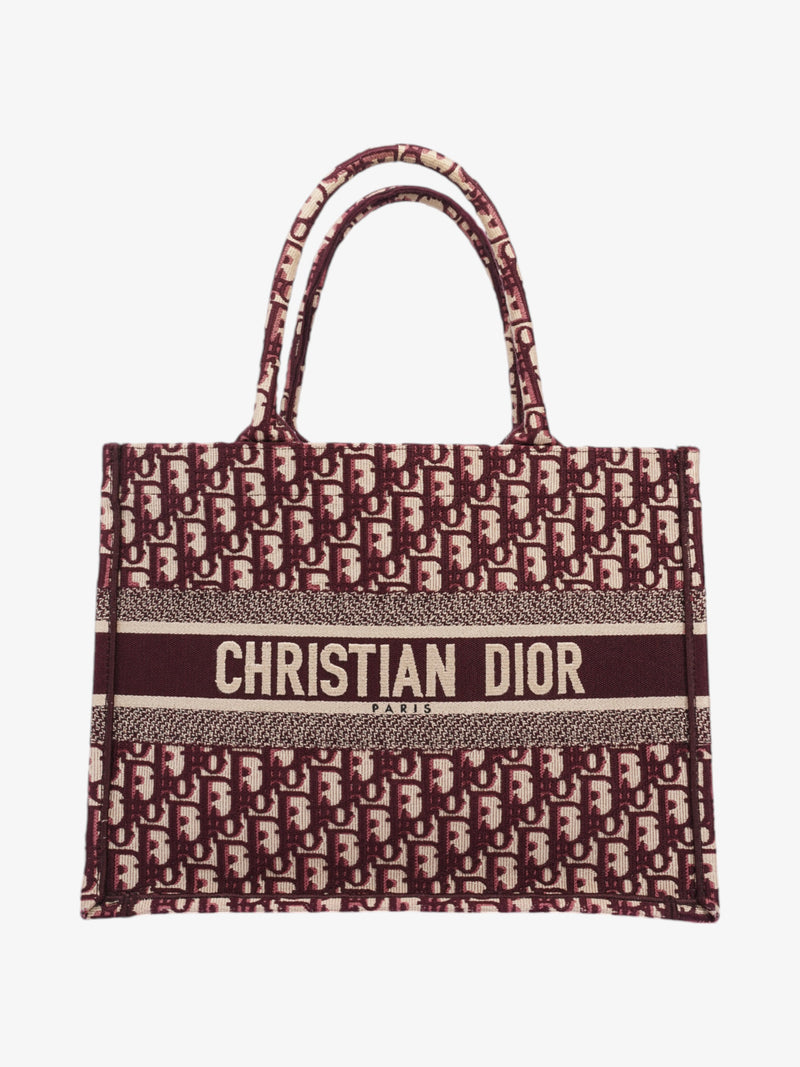  Christian Dior Book Tote Burgundy Oblique Cotton Medium