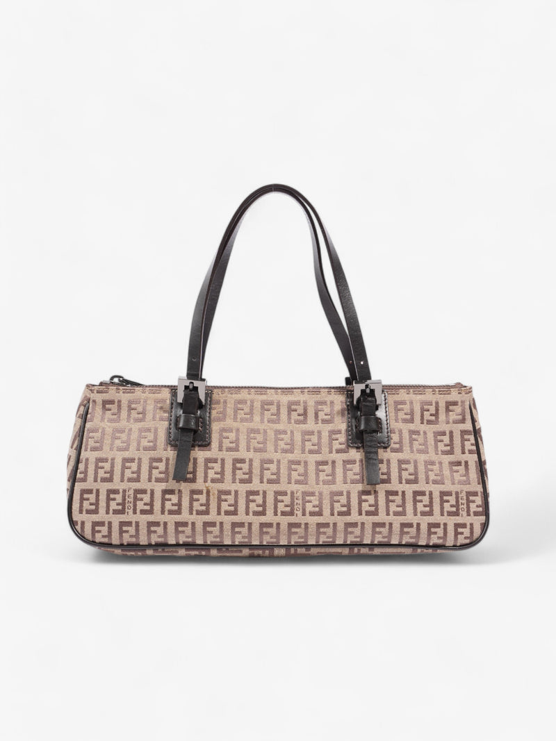  Fendi Zucchino Mini East West Beige / Brown Canvas Small