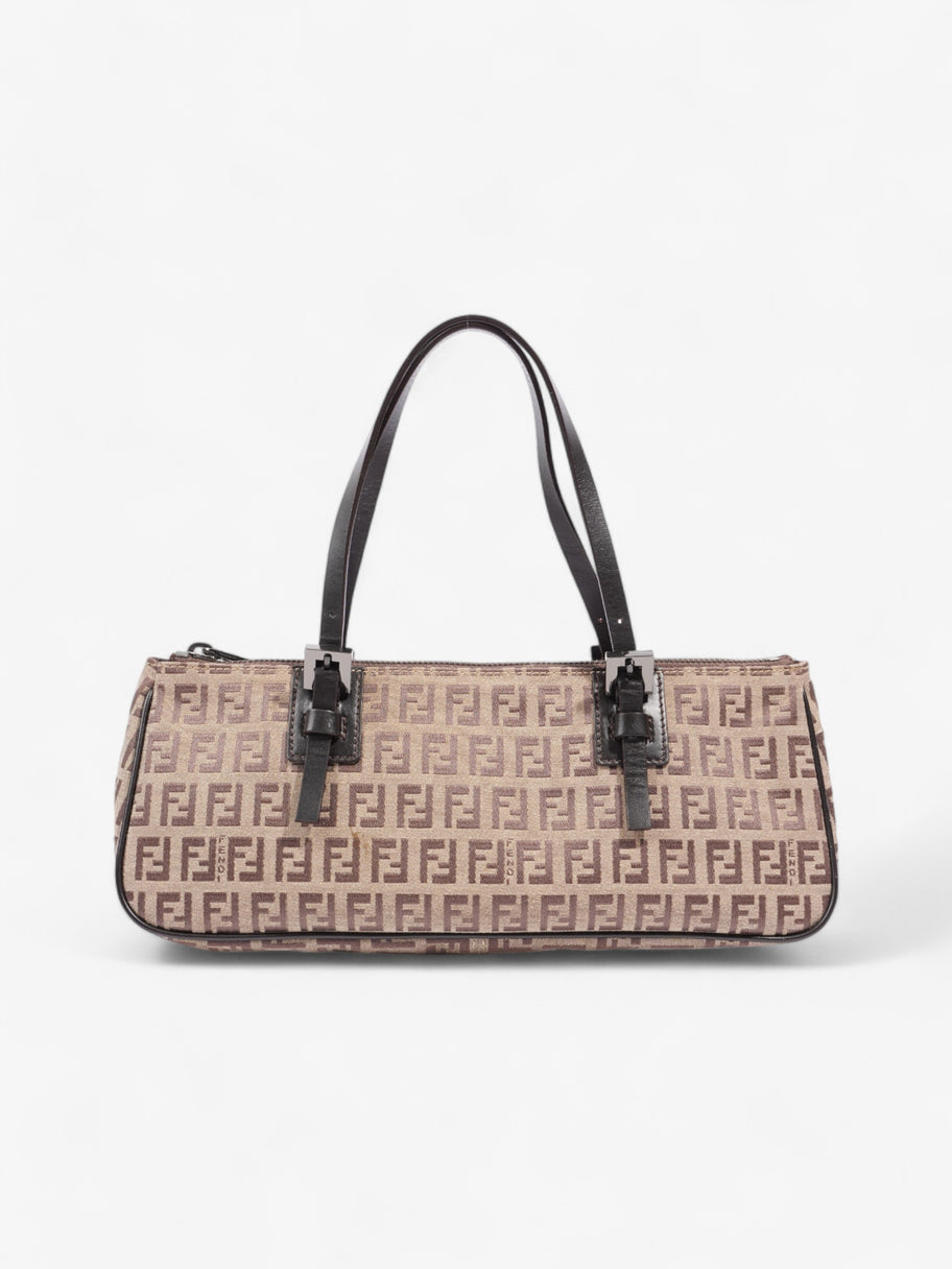 Fendi Zucchino Mini East West Beige / Brown Canvas Small Image 1