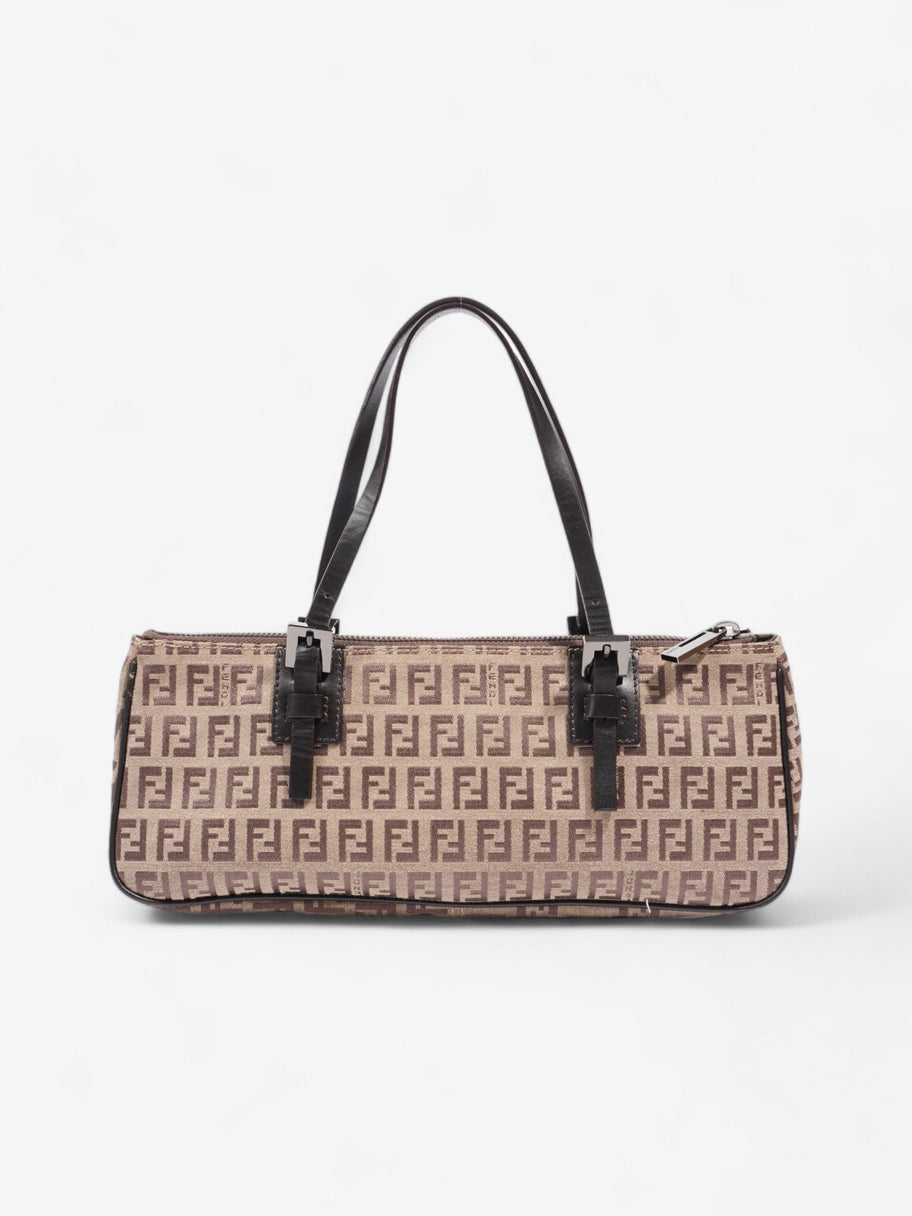 Fendi Zucchino Mini East West Beige / Brown Canvas Small Image 4