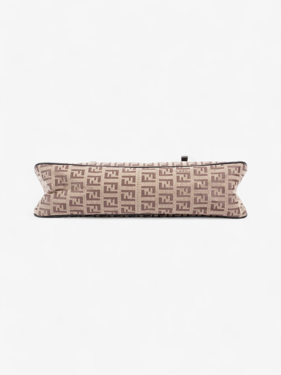 Fendi Zucchino Mini East West Beige / Brown Canvas Small Image 6