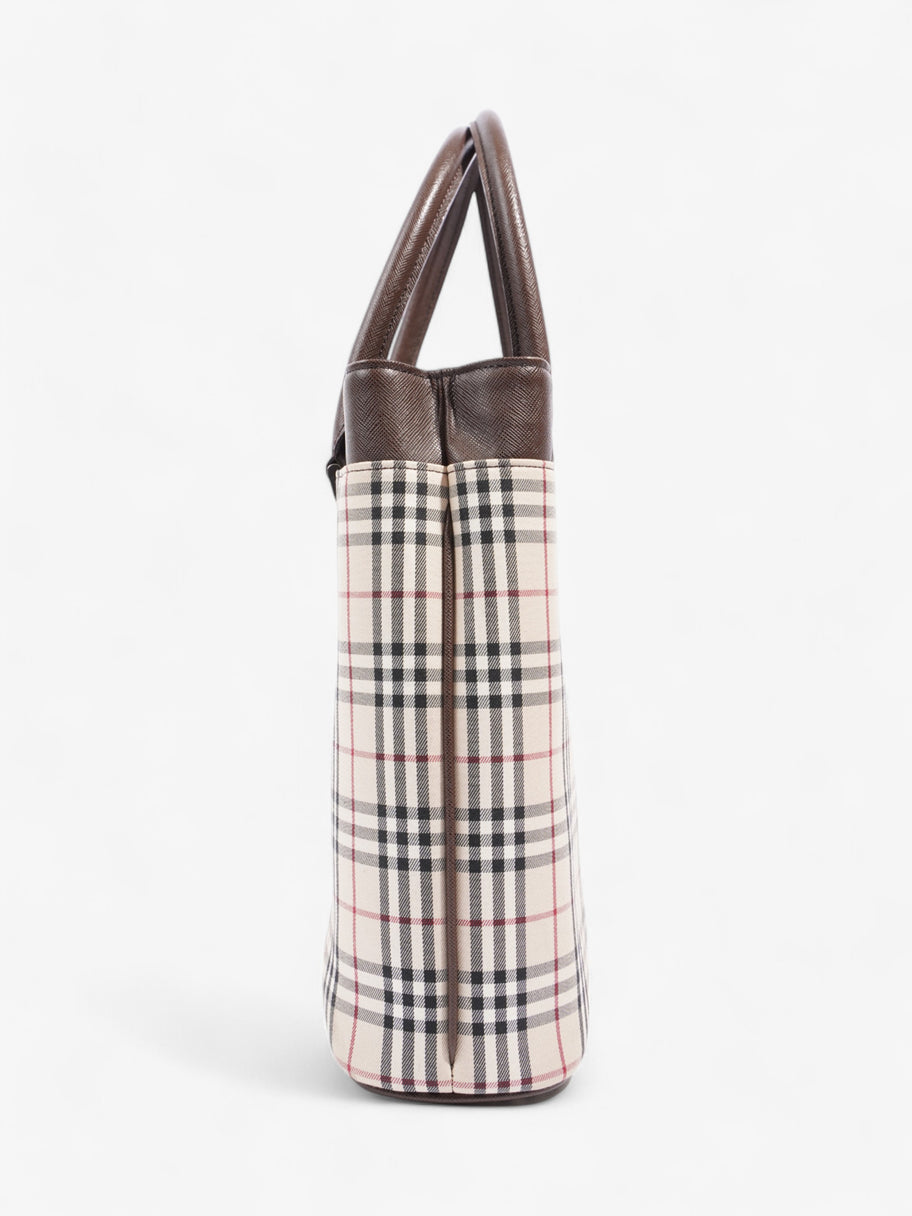 Burberry Hand Bag Check / Brown Coated Canvas Image 3