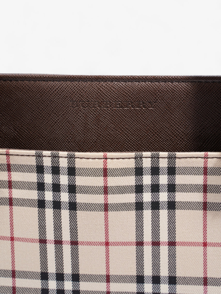 Burberry Hand Bag Check / Brown Coated Canvas Image 7