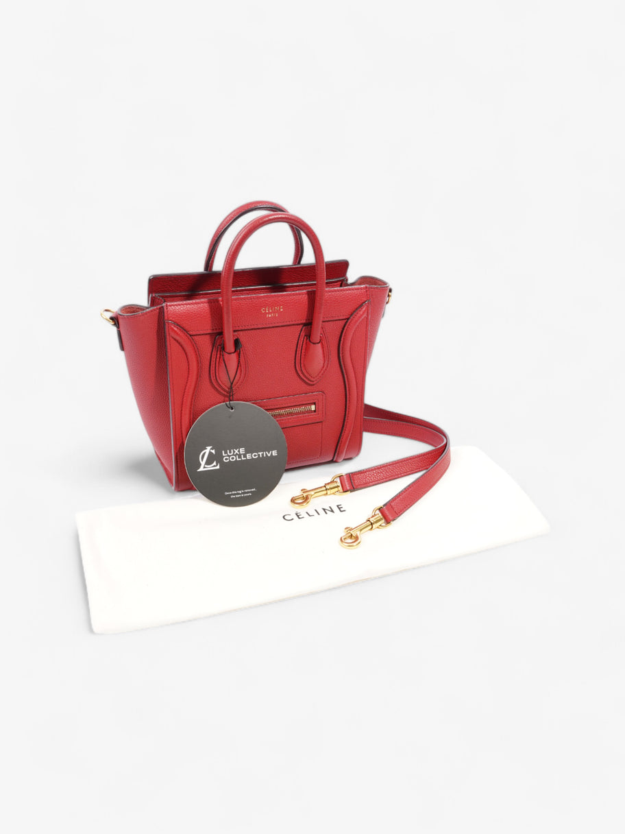 Celine Luggage Tote Red Leather Image 10