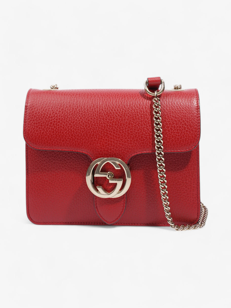 Gucci Interlocking Chain Shoulder Red Calfskin Leather Small Image 1