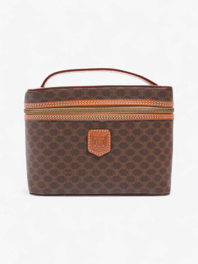  Celine Macadam Vanity Bag Brown Coated Canvas