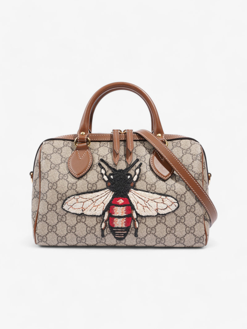  Gucci Boston Bee Bag GG Supreme / Brown Coated Canvas Small