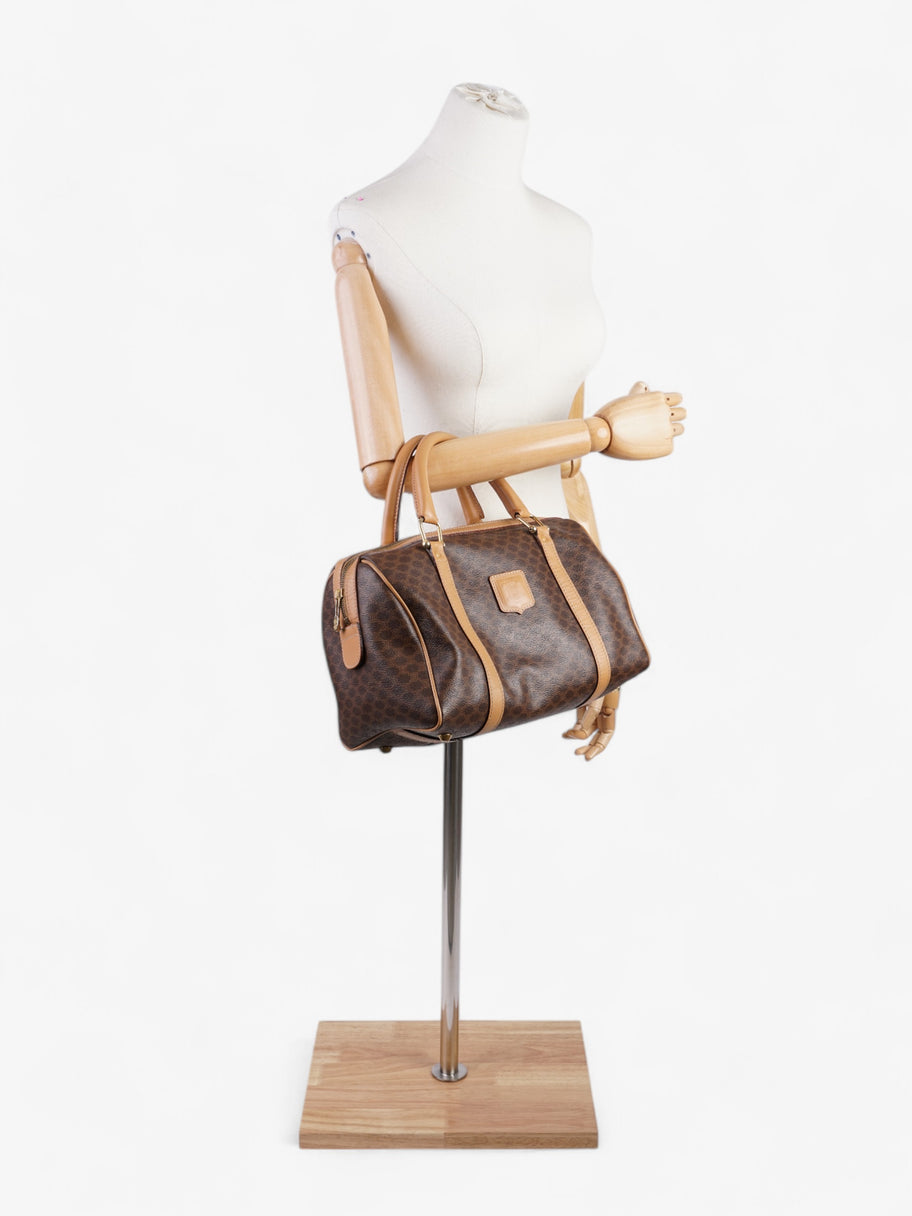 Celine Macadam Boston Bag Brown Coated Canvas Image 2