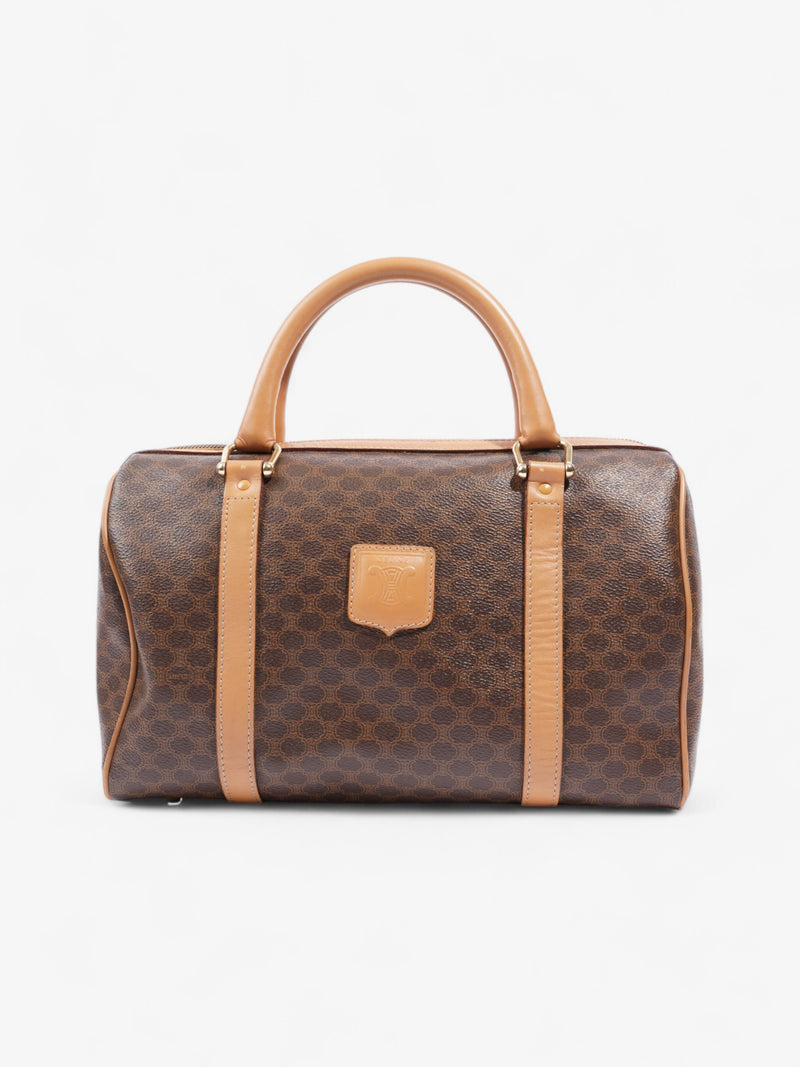  Celine Macadam Boston Bag Brown Coated Canvas