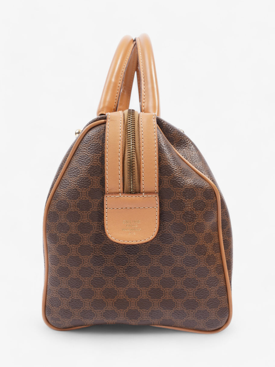 Celine Macadam Boston Bag Brown Coated Canvas Image 3