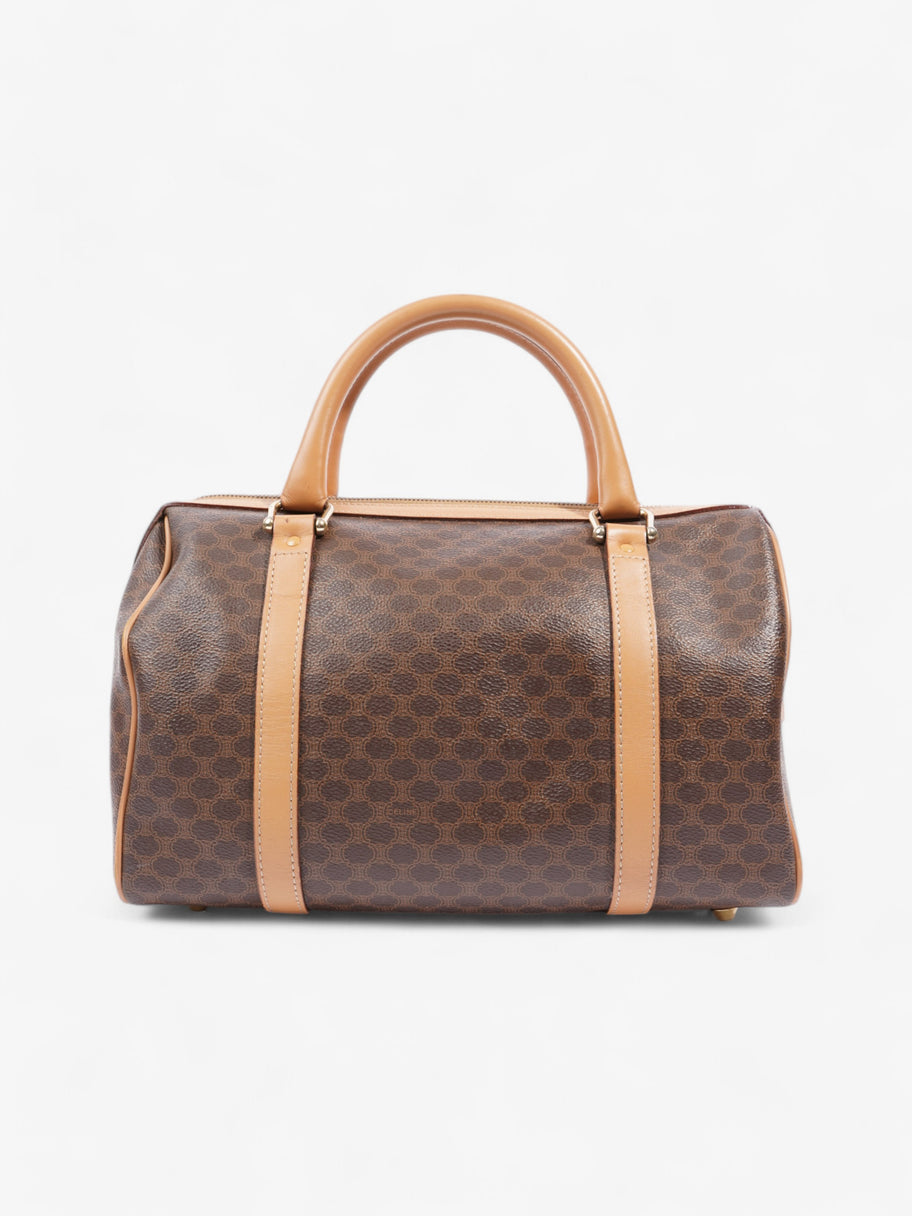 Celine Macadam Boston Bag Brown Coated Canvas Image 4