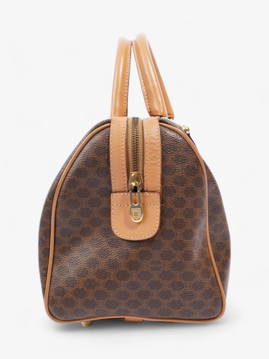 Celine Macadam Boston Bag Brown Coated Canvas Image 5