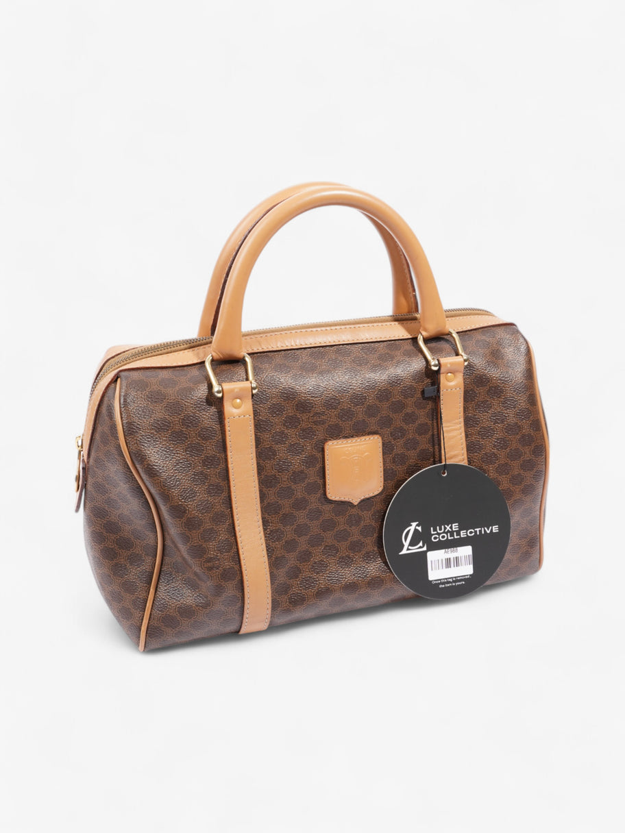 Celine Macadam Boston Bag Brown Coated Canvas Image 9