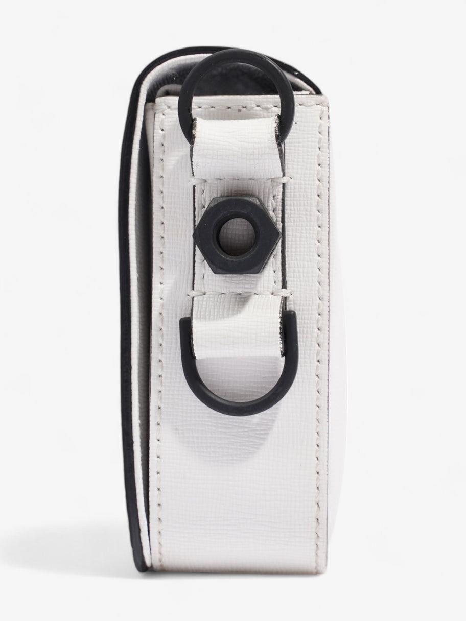 Off White Binder Clip Bag White / Black Leather Image 3