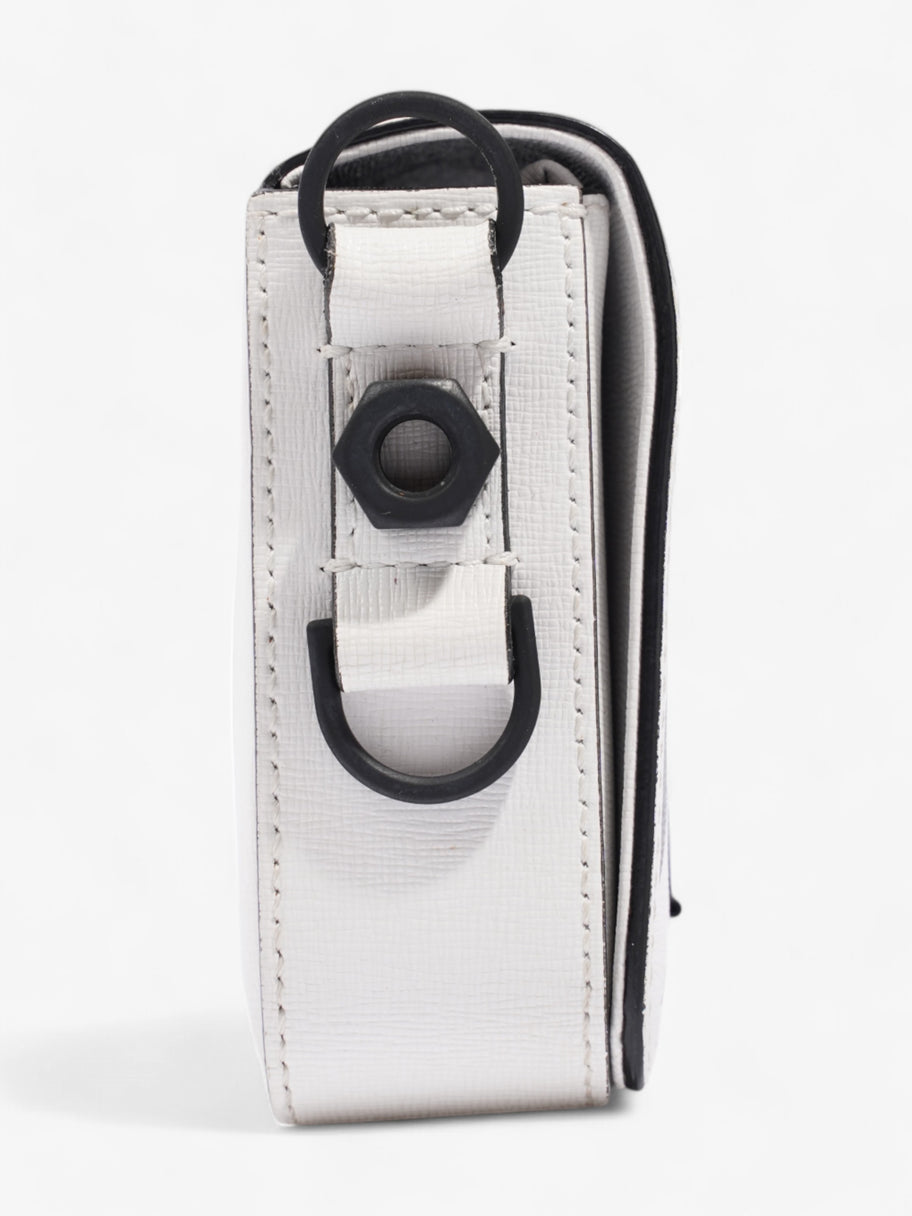 Off White Binder Clip Bag White / Black Leather Image 5