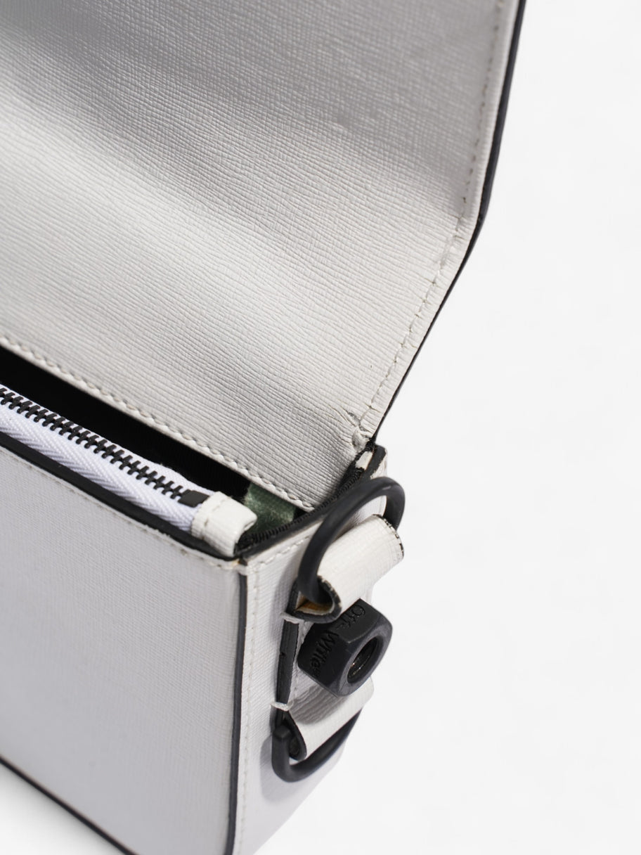 Off White Binder Clip Bag White / Black Leather Image 8