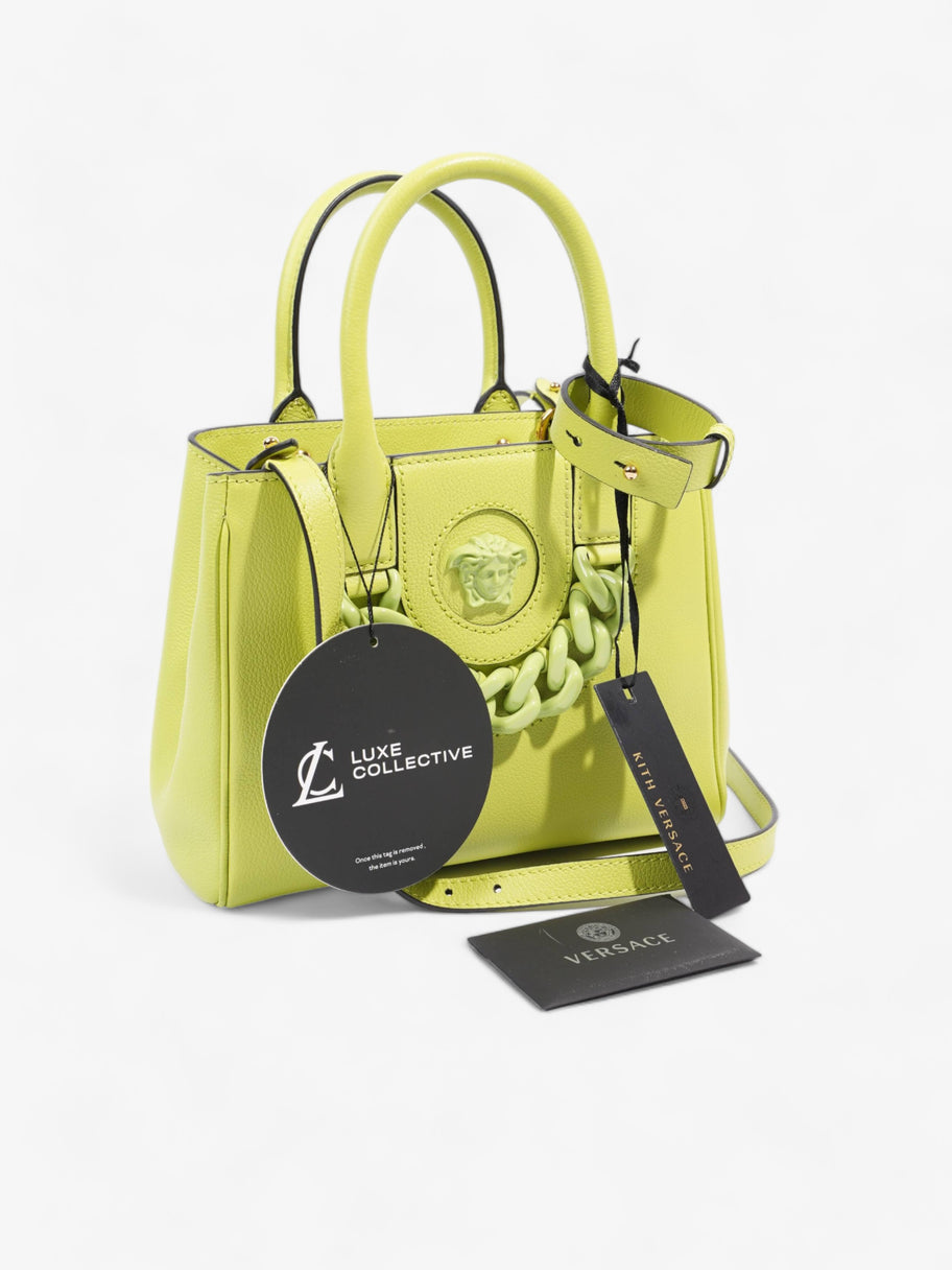 La Medusa Tote Lime Green Grained Leather Small Image 9