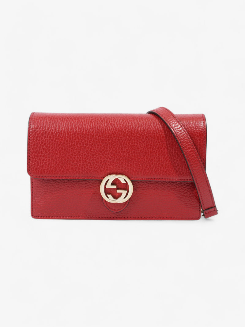  Gucci Dollar Interlocking G Chain Wallet Red Calfskin Leather