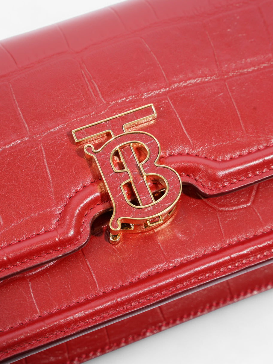 Burberry TB Bag Red Embossed Leather Mini Image 7