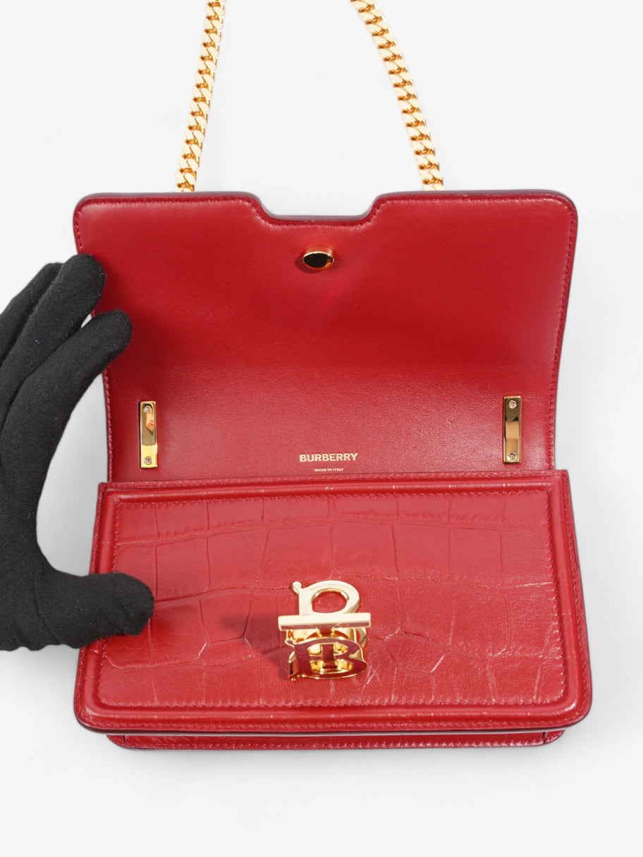 Burberry TB Bag Red Embossed Leather Mini Image 8