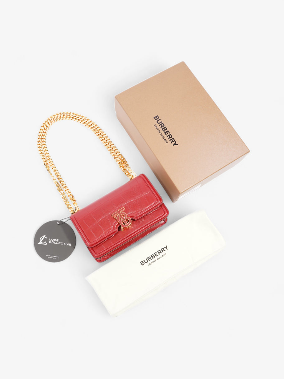 Burberry TB Bag Red Embossed Leather Mini Image 10