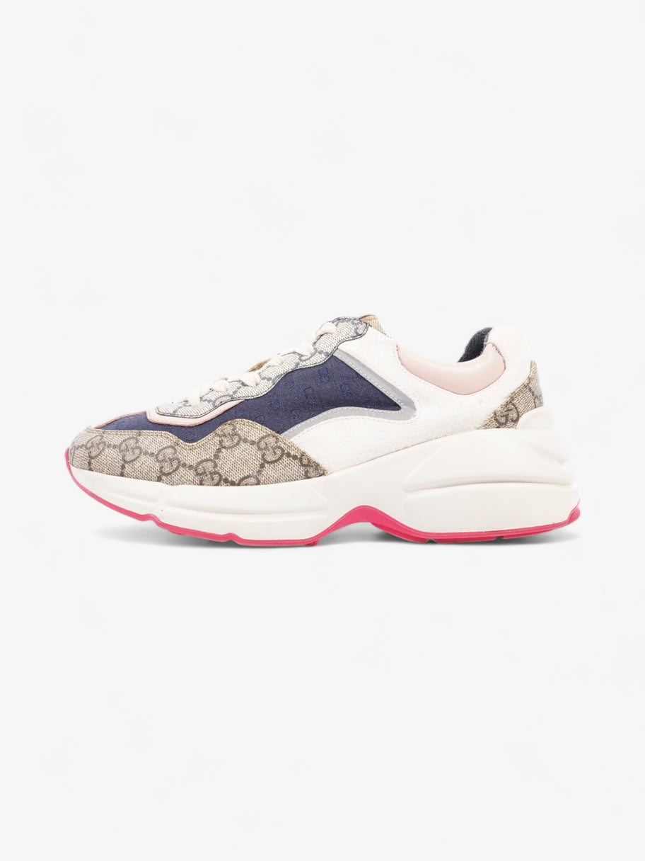 Rhyton Sneakers Beige Monogram / Navy  / Pink Canvas EU 37.5 UK 4.5 Image 5