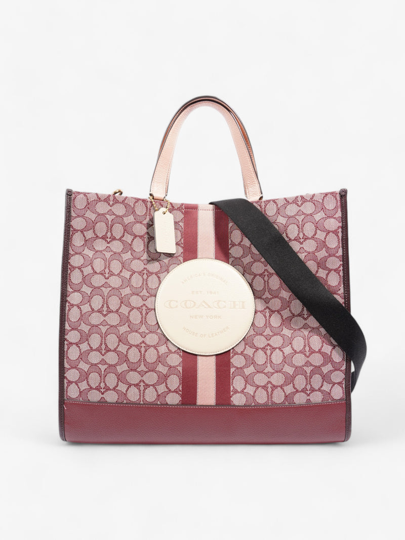  Coach Dempsey Tote Burgundy / Pink / Cream Canvas 40