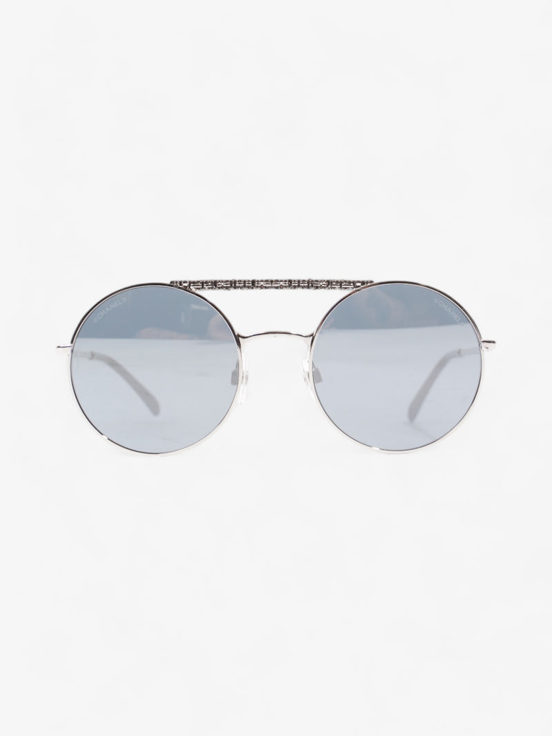  Chanel Round Sunglasses Silver Acetate 140mm