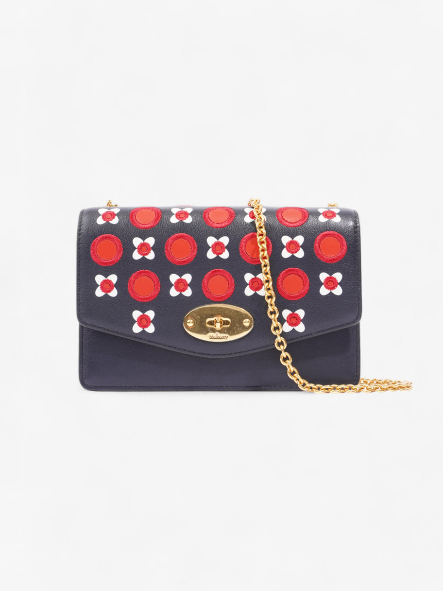 Mulberry Darley Floral Chain Wallet Midnight Blue / Red / White Calfskin Leather Small Image 1