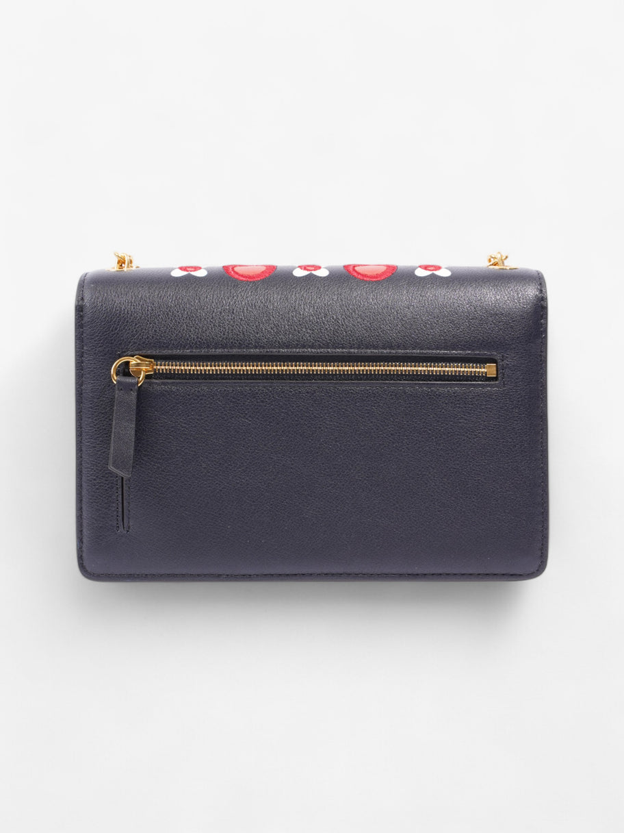 Mulberry Darley Floral Chain Wallet Midnight Blue / Red / White Calfskin Leather Small Image 4