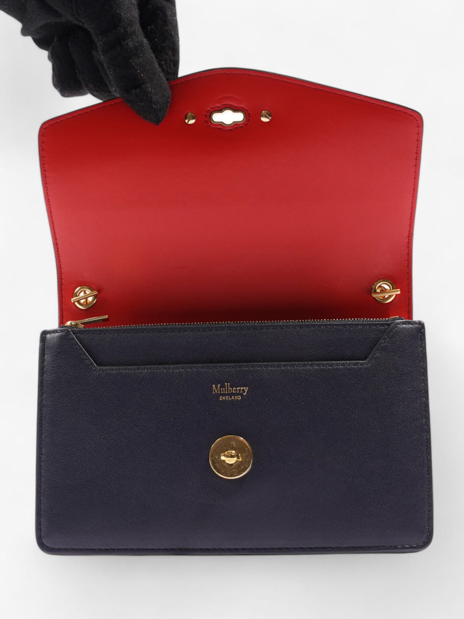 Mulberry Darley Floral Chain Wallet Midnight Blue / Red / White Calfskin Leather Small Image 8