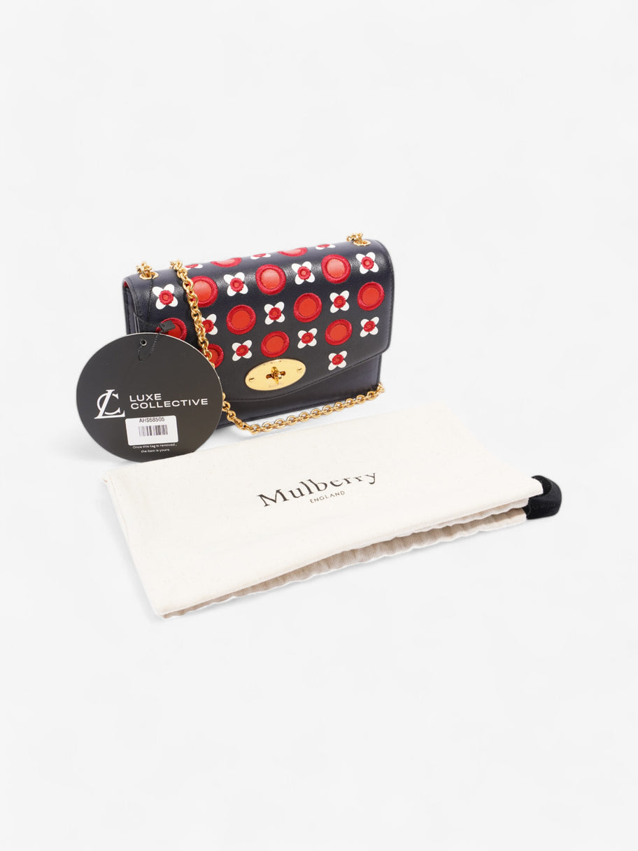 Mulberry Darley Floral Chain Wallet Midnight Blue / Red / White Calfskin Leather Small Image 10