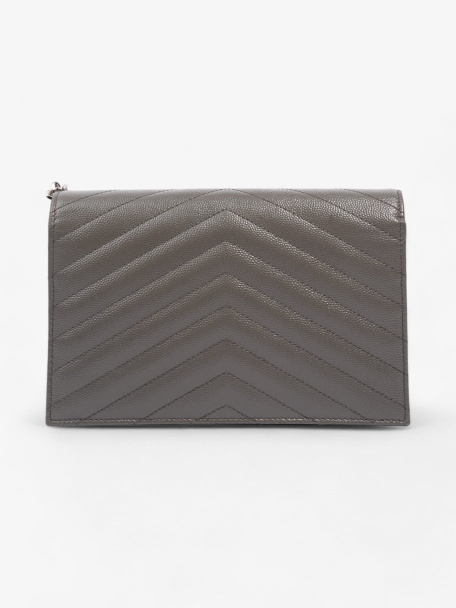 Saint Laurent Cassandre Envelope Chain Wallet Grey Grained Leather Image 4