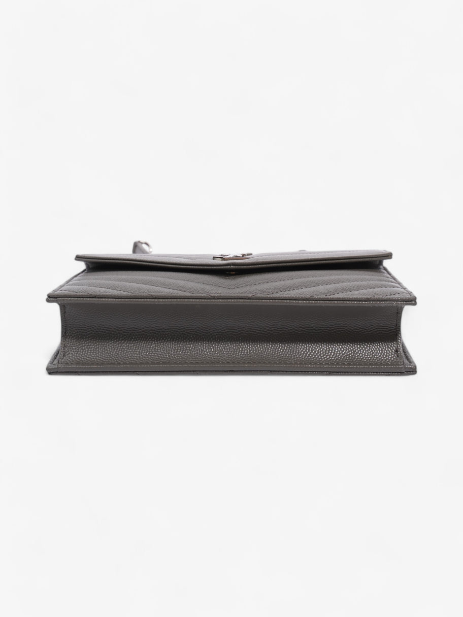 Saint Laurent Cassandre Envelope Chain Wallet Grey Grained Leather Image 6