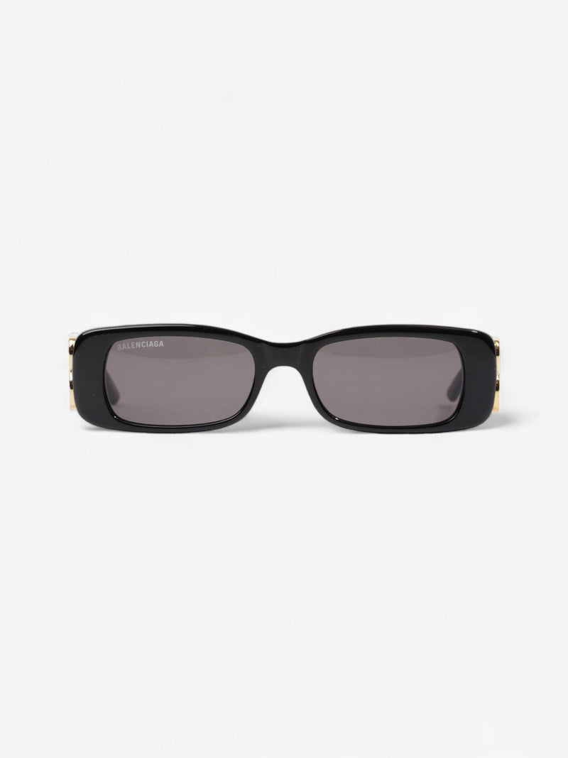  Balenciaga Small Rectangle Sunglasses Black / Gold Acetate 130mm