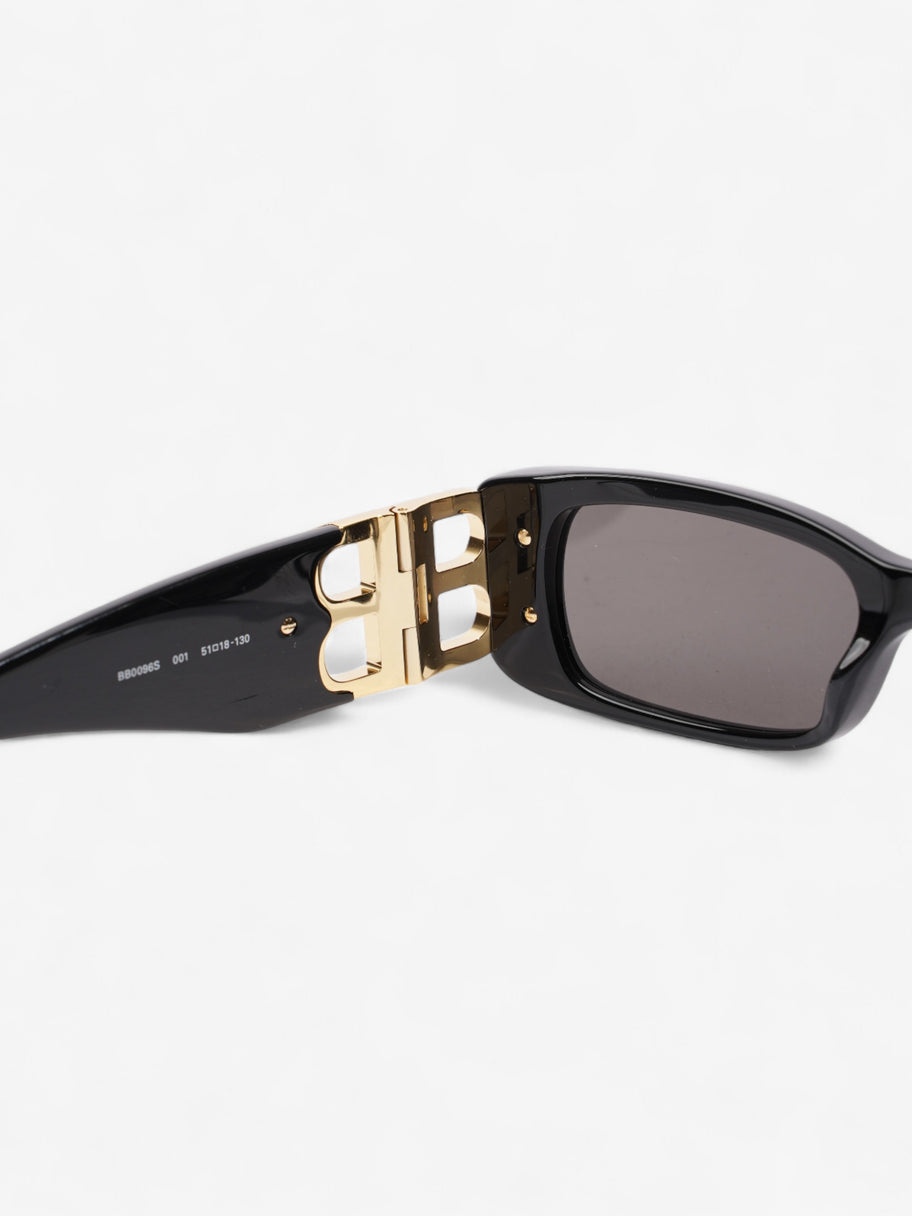 Balenciaga Small Rectangle Sunglasses Black / Gold Acetate 130mm Image 5