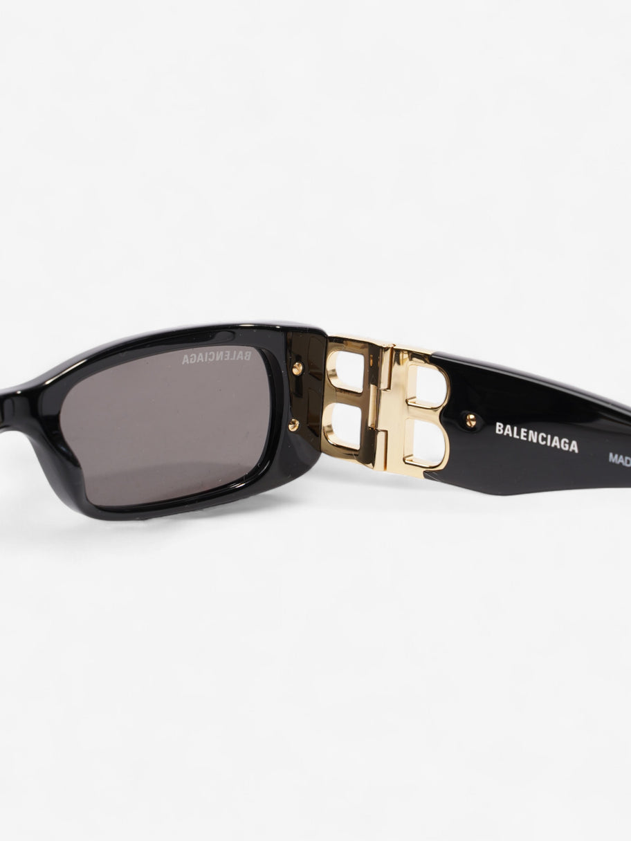 Balenciaga Small Rectangle Sunglasses Black / Gold Acetate 130mm Image 6