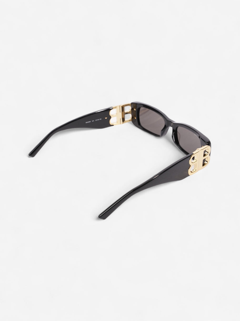 Balenciaga Small Rectangle Sunglasses Black / Gold Acetate 130mm Image 7