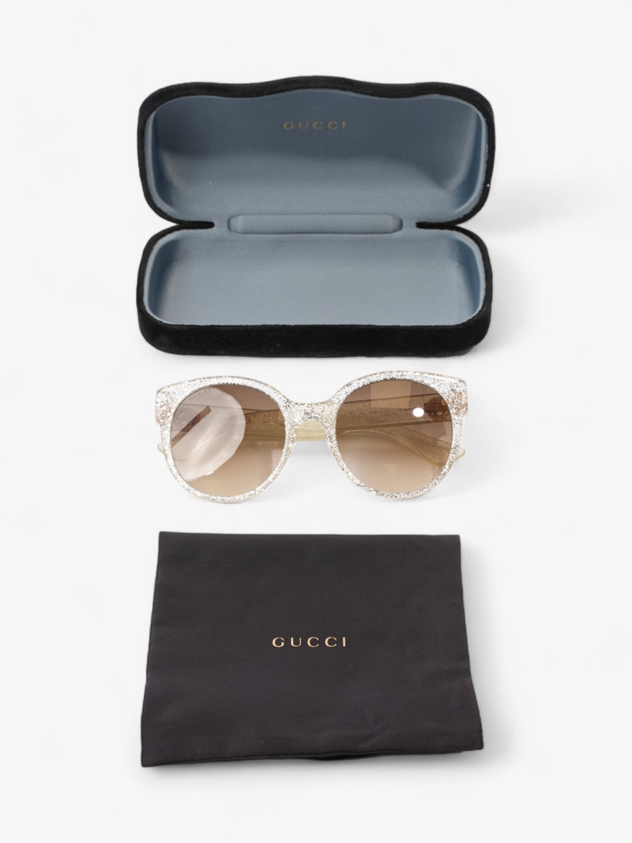 Gucci Sunglasses GG0035S Silver Glitter Acetate 140mm Luxe Collective