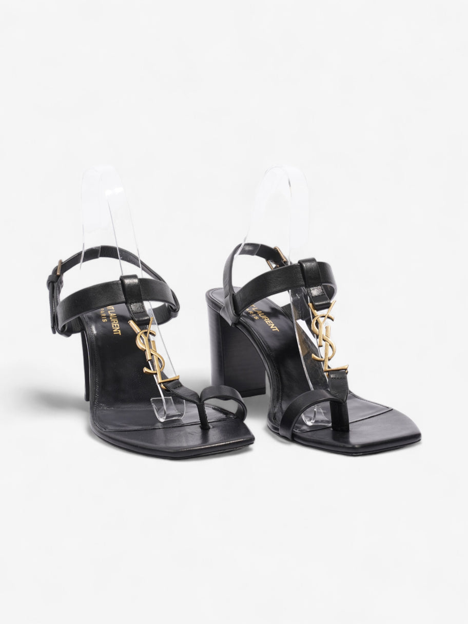 Saint Laurent Cassandre Heeled Sandals 75mm Black / Gold Leather EU 39 UK 6 Image 2