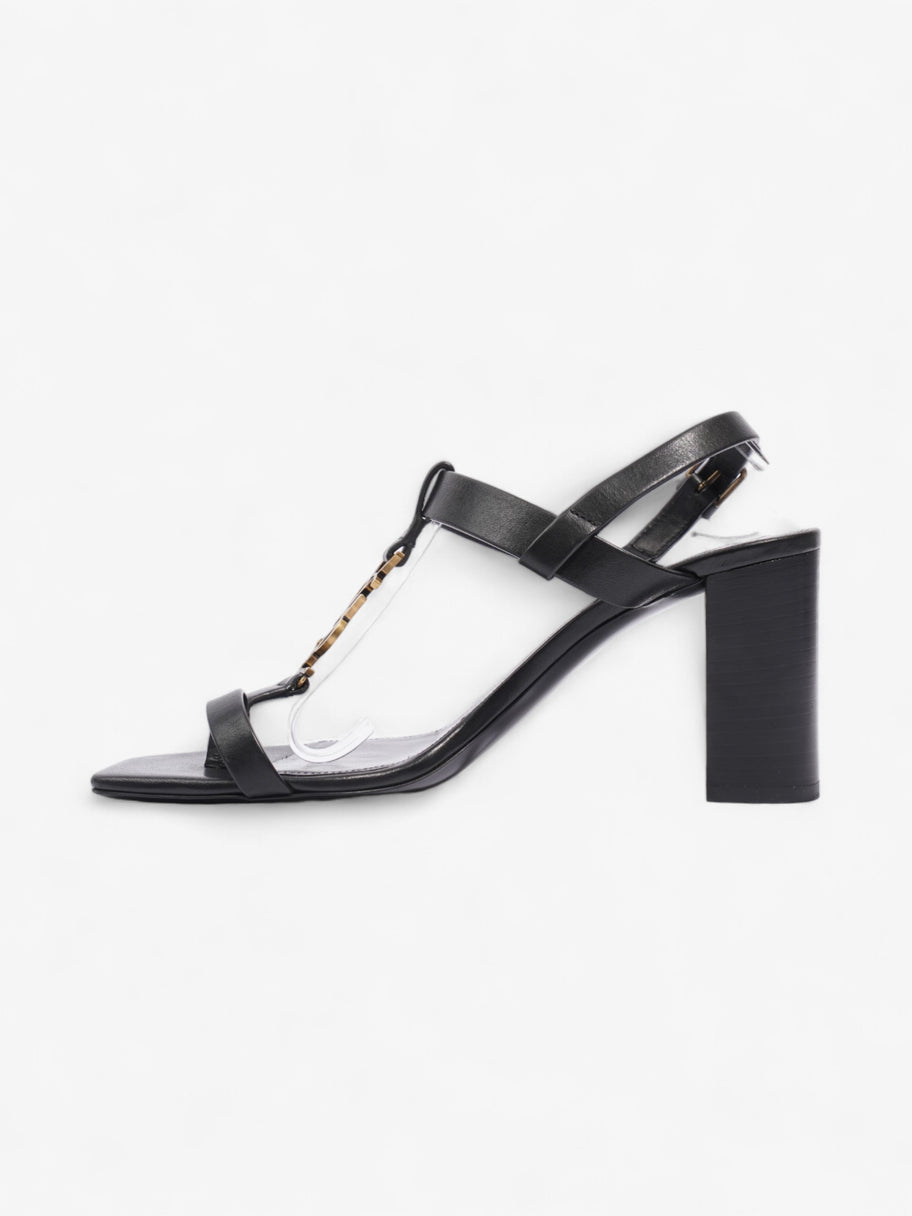 Saint Laurent Cassandre Heeled Sandals 75mm Black / Gold Leather EU 39 UK 6 Image 3