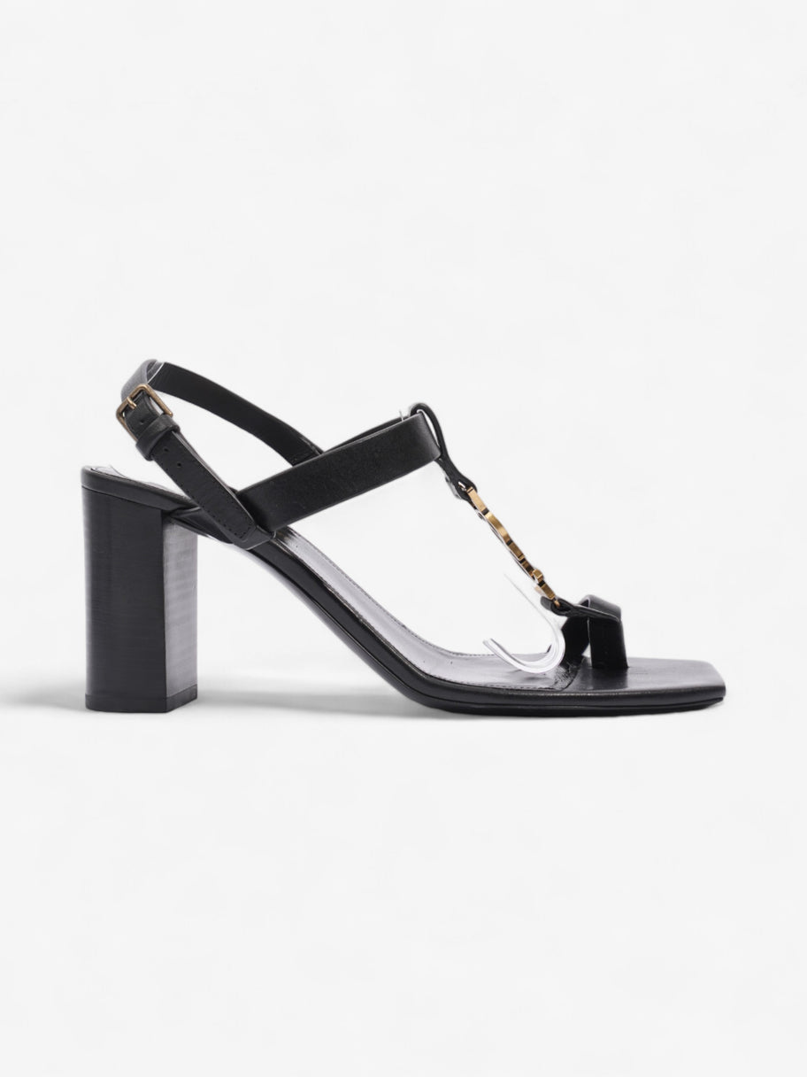 Saint Laurent Cassandre Heeled Sandals 75mm Black / Gold Leather EU 39 UK 6 Image 4